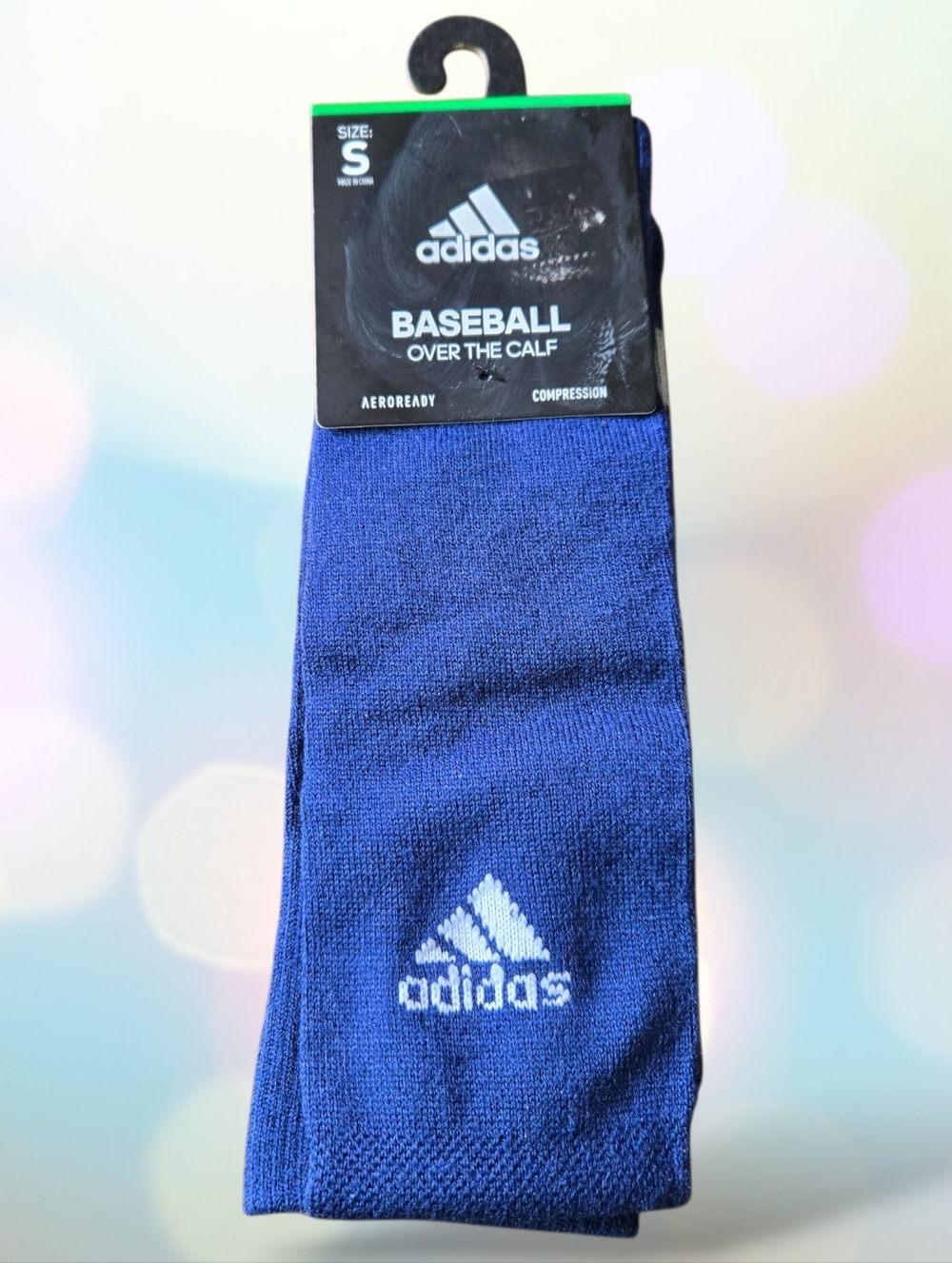 New Mens ADIDAS Blue Team Baseball Over The Calf  Compression Socks Size S